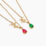 Personalized name necklace with birthstone