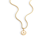 Necklace with a letter on a mother-of-pearl disk on a braided chain