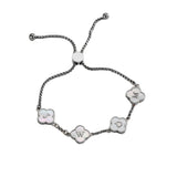 Clover Bracelet with Custom Name (Silver)