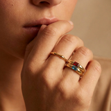 Birthstone ring in baguette cut