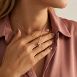 Initial Necklace with Birthstone Pendant