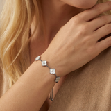 Clover Bracelet with Custom Name (Silver)