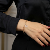 Paperclip bracelet with initial pendant