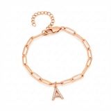 Paperclip bracelet with initial pendant