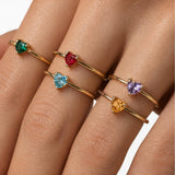 Ring with a heart and a birthstone