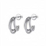 Mini hoop earrings with a triple link