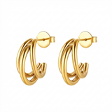 Mini hoop earrings with a triple link