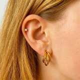 Mini hoop earrings with a triple link