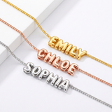 Bubble-style necklace with a personalized name