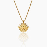 Compass Medallion Necklace Gold