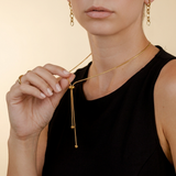 Simple Elegance Gold Y-Necklace – a gold Y-shaped necklace with subtle elegance