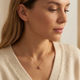 Initial Necklace with Birthstone Pendant