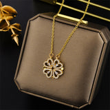 Reversible heart-and-clover pendant necklace