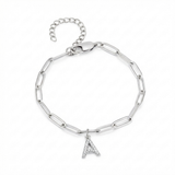 Paperclip bracelet with initial pendant