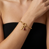 Beaded bracelet with birthstone and initial pendant