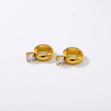 Gold-plated hoop earrings with a crystal