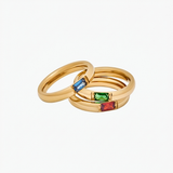 Birthstone ring in baguette cut