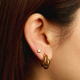 Mini hoop earrings with a triple link